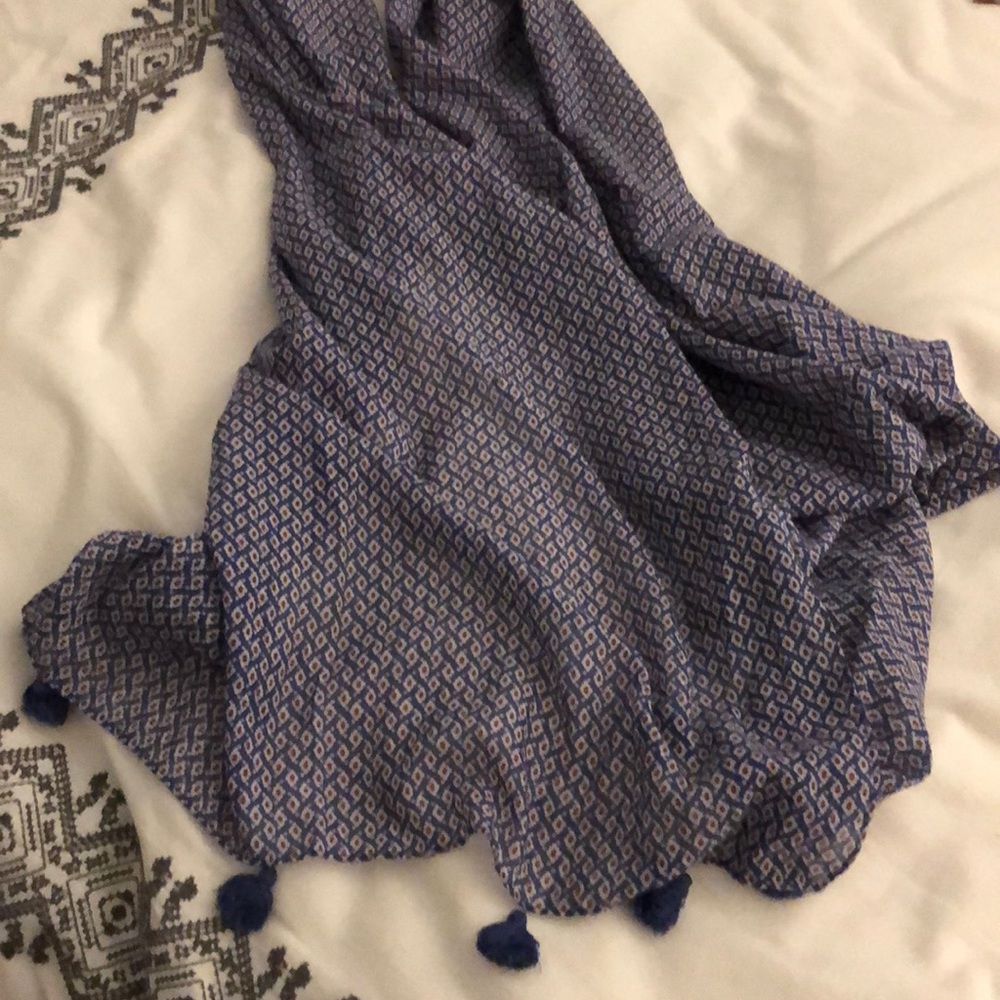 Blue/Purple Pom Pom Scarf